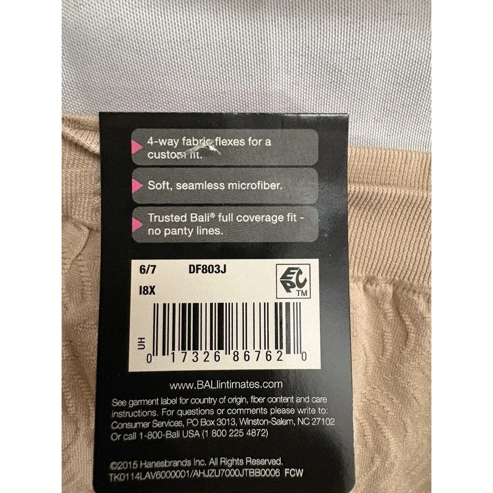 NEW Bali Comfort Revolution Seamless Multi Brief 2 Pair DF803J Women's Size 6/7
